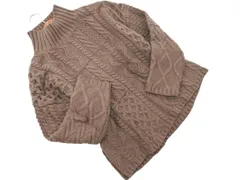 mysty woman ミスティウーマン ハイネック ケーブル編み ニット セーター sizeF/茶 ◇■ レディース