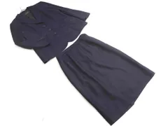 Leilian レリアン シルク混 セットアップ ジャケット スカート スーツ size11/濃紺 ◇■ レディース