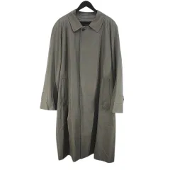 バーバリー ロンドン BURBERRY LONDON BBB55-566-78 / BBB5 ステンカラーコート ロング丈 94-175-6 緑系 カーキ 無地 比翼 ライナー付 ノバチェック 裏地 日本製 ウール シルク