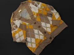 earth music&ecology アースミュージック＆エコロジー アーガイル カーディガン sizeF/グレージュｘオフホワイトｘ黄 ◇■ レディース