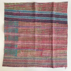 3646. 3568. 専用ページ　ラリーキルト　カンタキルト　オールドファブリック　ハギレ　インド　ボロ　ステッチ　パープル　手仕事　資材　１点物　リバーシブル　50×50　送料無料　おまとめ割引