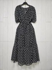 うさぎ柄シャーリングシフォンワンピース