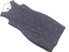 BROOKS BROTHERS ブルックスブラザーズ ウール混 花柄 刺繍 Iライン ワンピース size8/紺 ◇■ レディース