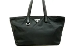 プラダ ショルダー バッグ トート 三角ロゴプレート 舟型 横長 テスートナイロン 黒 ブラック PRADA 5250h