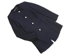 ZARA ザラ ツイード ロング ノーカラー ジャケット sizeS/紺 ◇■ レディース