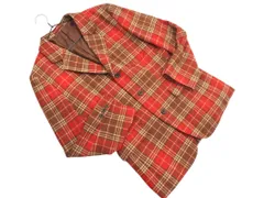 J.PRESS ジェイプレス ウール100% チェック テーラード ジャケット size11/赤ｘ茶 ◇■ メンズ