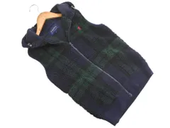 Gymphlex ジムフレックス ボア チェック ベスト size12/紺x緑 ◇■ レディース