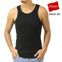 ヘインズ メンズ タンクトップ 正規販売店 Hanes 2枚組 ビーフィー ノースリーブ 無地 HANES BEEFY RIB TANK TOP T-SHIRT 2P HM2-Z701S 090 BLACK