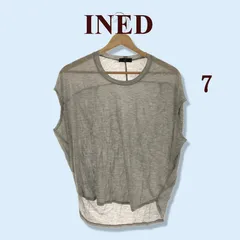 INED イネド トップス Tシャツ カットソー 袖なし ドルマンスリーブ Uネック レディース グレー 7