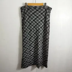 90s Eddie Bauer エディーバウアー ロング スカート ウール チェック ニット 白タグ 古着 VINTAGE ブラック系 L B526