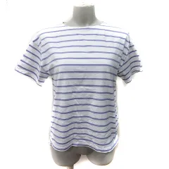 ITEMS URBANRESEARCH アイテムズ アーバンリサーチ カットソー ボーダー 半袖 刺繍 F 白 ホワイト 紫 パープル /YI