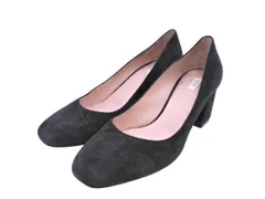FURLA フルラ スウェード ミドルヒール パンプス size37.5/黒 ■■ レディース