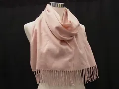 ■美品■ COACH コーチ シグネチャー ウール95％×カシミヤ5％ フリンジ マフラー ストール 防寒具 ライトピンク系 DK9245