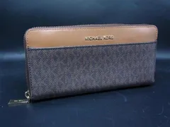 ■美品■ MICHAEL KORS マイケルコース レザー MK柄 ラウンドファスナー 長財布 ウォレット 札入れ 小銭入れ ブラウン系 DL5701
