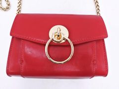 Chloe ミニ チェーンショルダーポーチ バッグ 斜め掛け レザー 赤 