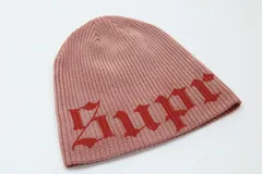 XX6431 Supreme シュプリーム 25SS オールドイングリッシュ ロゴプリント ビーニー ニット帽 オレンジ系 美品のサムネイル