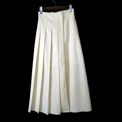 アンドドットノスタルジア &.NOSTALGIA スカート プリーツ 切替 ラップ風 フレア ロングスカート M アイボリー 美品