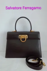 AQC06 サルヴァトーレフェラガモ 極美品 ガンチーニ 2wayバッグ ハンドバッグ ストラップ付き ゴールド金具