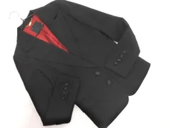 Q キュー luxe ウール混 ストライプ テーラード ジャケット size36/黒 ◇■ レディース