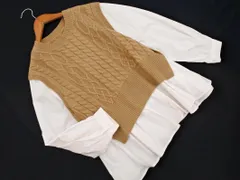 NATURAL BEAUTY BASIC ナチュラルビューティーベーシック ニット フェイクレイヤード カットソー sizeM/白ｘベージュ ◇■ レディース