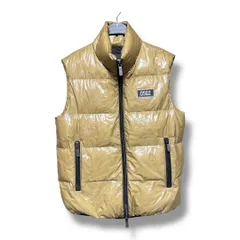 DSQUARED2 ディースクエアード ジップアップ ダウンベスト 防寒 アウター 上着 羽織り 光沢感 ラバーロゴ メンズ 冬 サイズ48 ブラウン 久喜倉庫店 42 No.K 1459Y