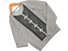 GALLERY VISCONTI ギャラリービスコンティ ウール混 リボン レース カーディガン size2/グレー  ◇■ レディース