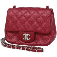 シャネル CHANEL ミニ マトラッセ シングルフラップ チェーン ショルダーバッグ ココマーク ショルダーバッグ キャビアスキン レッド レディース 【中古】