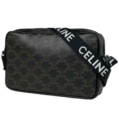 セリーヌ CELINE トリオンフ ショルダーバッグ 斜め掛け ロゴ ショルダーバッグ コーティングキャンバス ブラック レディース 【中古】