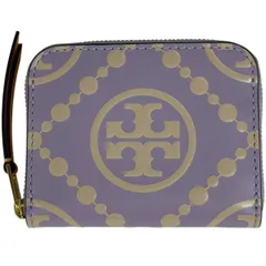 トリーバーチ Tory Burch ロゴ コインケース カードケース ラウンドファスナー コインケース レザー パープル レディース 【中古】