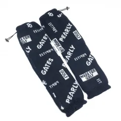 パーリーゲイツ ニットレッグウォーマー ダークネイビー×白 総柄 ウール混 ドローコード レディース  ゴルフウェア PEARLY GATES