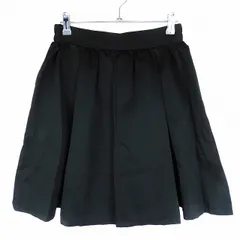 コルザ COLZA スカート フレア ボックスプリーツ ひざ丈 ウエストゴム 無地 M 黒 ブラック ボトムス /T2