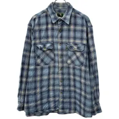 Berne Apparel 長袖 ネルシャツ XL ブルー マルチカラー ボタン 胸ポケット チェックシャツ チェック柄 襟芯 カジュアル 春秋物 a802-5719