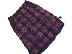 axes femme アクシーズファム チュール フェイクレイヤード チェック レースアップ スカート sizeS/赤ｘ紺 ■■ レディース