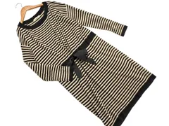 NATURAL BEAUTY BASIC ナチュラルビューティーベーシック ボーダー ニット ワンピース sizeM/ベージュｘ黒 ◇■ レディース
