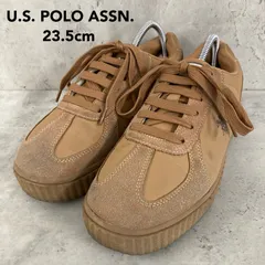 U.S. POLO ASSN. ユーエスポロアッスン スニーカー PL00813-1 ブラウン 23.5cm 茶色 厚底 ボリュームソール ローカット 紐靴 カジュアル ブランドロゴ 刺繍 フェイクレザー スエード 切替 滑り止め ★ ■■のサムネイル