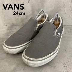 VANS バンズ V98CLA スリッポン スニーカー シューズ グレー 24cm US6 EUR38 灰色 ローカット キャンバス SLIP ON 靴 カジュアル 定番 普段履き クラシック シンプル 紐なし 466091-0016 ★ ■■