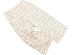 ZARA ザラ ツイード ワイド パンツ sizeL/アイボリーｘ黒 ◇■ レディース