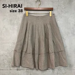 SI-HIRAI スーヒライ リネン 100% フレアスカート Aライン 膝丈 ひざ丈 ベージュ 麻 日本製 MADE IN JAPAN CHW-1522 サイズ 38 M 9号 タック プリーツ 綺麗め オフィス カジュアル ナチュラル ★ ■◆のサムネイル