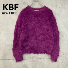 美品 KBF ケービーエフ クルーネック シャギーニット セーター プルオーバー フェザーニット パープル 紫 アーバンリサーチ URBAN RESEARCH 華やか モード カジュアル ボリュームスリーブ 長袖 毛足長め トップス 定番 ★ ◆■