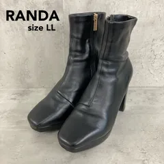 RANDA ランダ ストレッチ チャンキーヒール ショートブーツ ブラック 黒 スクエアトゥ プラットフォーム ストーム 厚底 太ヒール 安定感 痛くない 履きやすい 脱ぎやすい ジップアップ サイドファスナー ★ ■■