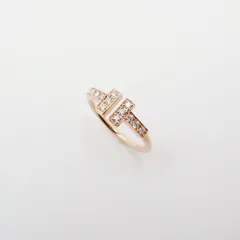 ティファニー T ダイヤモンド ワイヤー リング 6.5号 750PG 内箱 付き 新品仕上げ Sランク