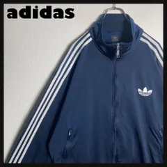 adidas ジャージ トラックジャケット 刺繍 スリーライン 紺 2XL