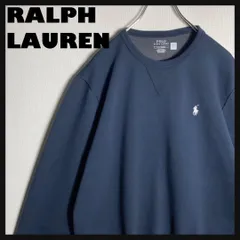 RALPH LAUREN スウェット 刺繍ロゴ 前V 紺 L