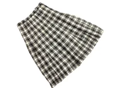 Leilian レリアン ウール100% チェック プリーツ スカート size11/白ｘ黒 ◇■ レディース