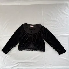 美品 motherways マザウェイズ 女の子 子供用 ボレロ カーディガン 130㎝ ブラック ベロア レース フリル おしゃれ かわいい 発表会 結婚式 セレモニー フォーマル 卒園式