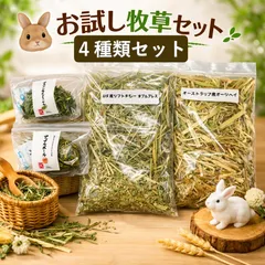 【お試し4点セット】うさぎ牧草 国産イタリアングラスボール&アップルボール+ 厳選アメリカ産ソフトチモシー&オーストラリア産オーツヘイスーパープレミアムのサムネイル