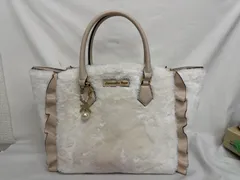 ☆Samantha Vega ホワイトファー チャーム付き ハンド ショルダー バッグ 中古品☆