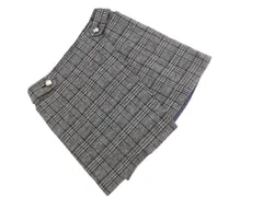 GALLARDAGALANTE ガリャルダガランテ ウール混 チェック 巻き ラップ スカート sizeF/紺ｘグレー ◇■ レディース