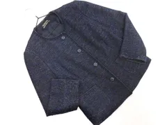 HANAE MORI ハナエモリ ツイード ノーカラー ジャケット 濃紺 ◇■ レディース