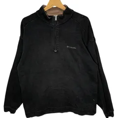 Columbia /コロンビア ハーフジップ スウェット トレーナー 長袖 バック刺繍 ワンポイント刺繡 オーバーサイズ ビッグシルエット Srilanka製 Lサイズ ブラック